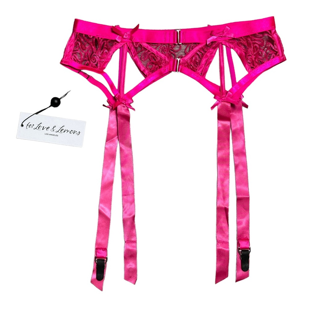For Love & Lemons Soutache Hot Pink Embroidered Garter Panties NWT - Picture 5 of 11